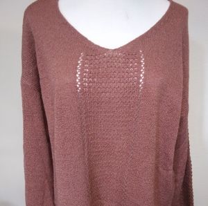 Pullover Sweater, Knit Lace, Long Sleeves, Mauve, 1X